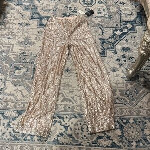 Forever 21 Gold Sequin Wide Leg Pants